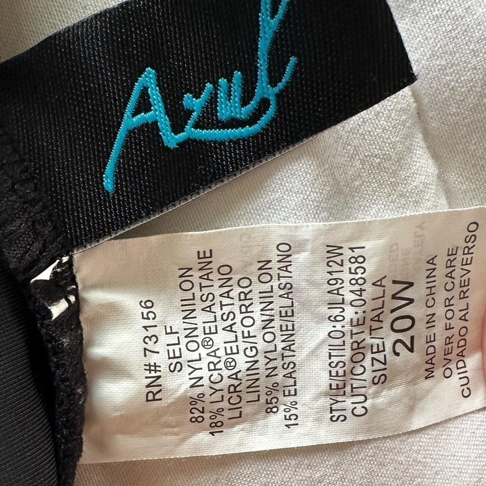 EUC Maxine of Hollywood Azul Plus20W Wide Black&White Floral Vines tankini - Picture 8 of 14